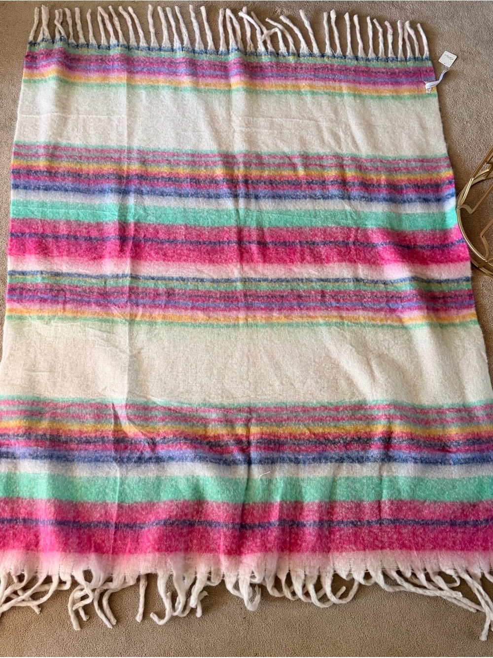 NWT Free People Multicolor Fringe Throw Blanket